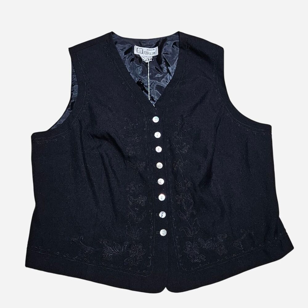 90s whimsigoth boho black embroidered vest plus size 20w